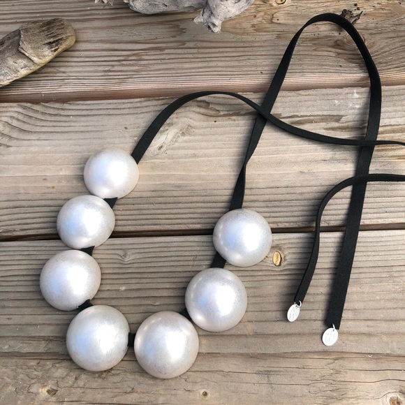 Contemporary Silver tone metal 1/2 sphere statement Necklace or belt - Picture 4 of 11